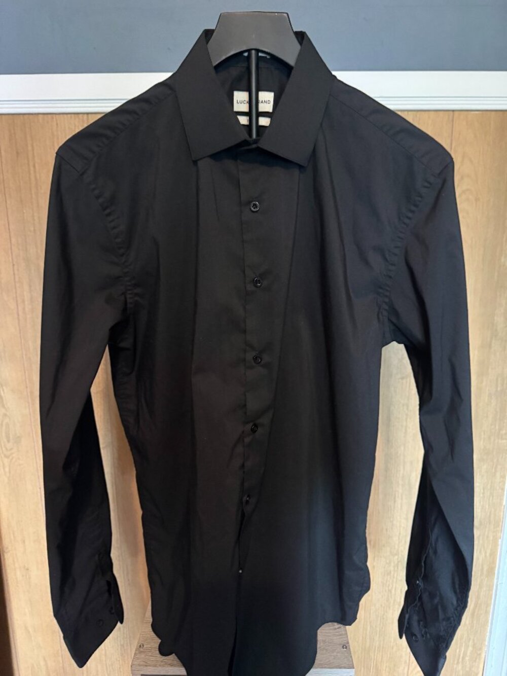 Lucky Brand Men's Black Stretch Dress Shirt 16-16.5 34/35 M (Pit-to-Pit 22")